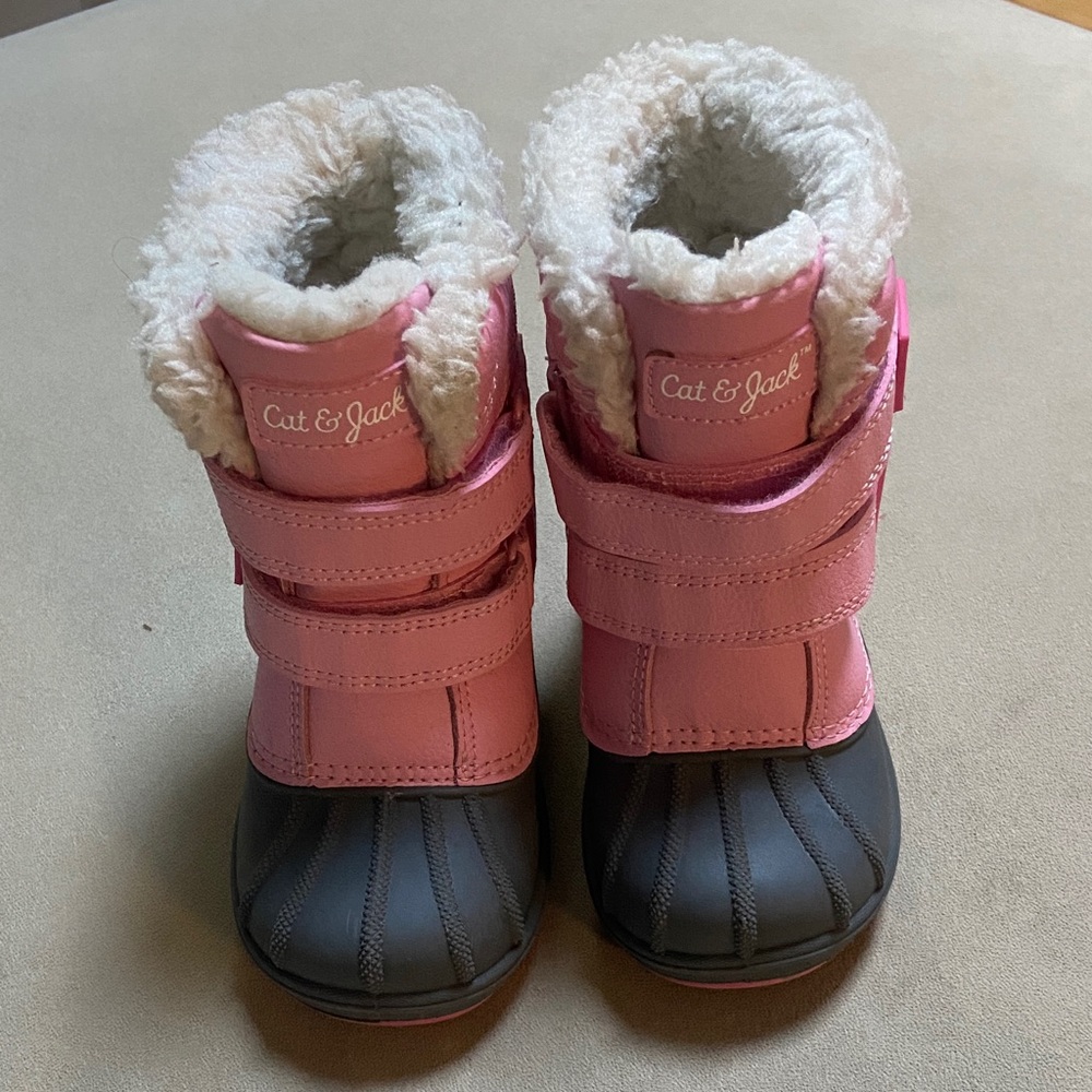 Cat & Jack Cozy Pink and Black Snow Boots